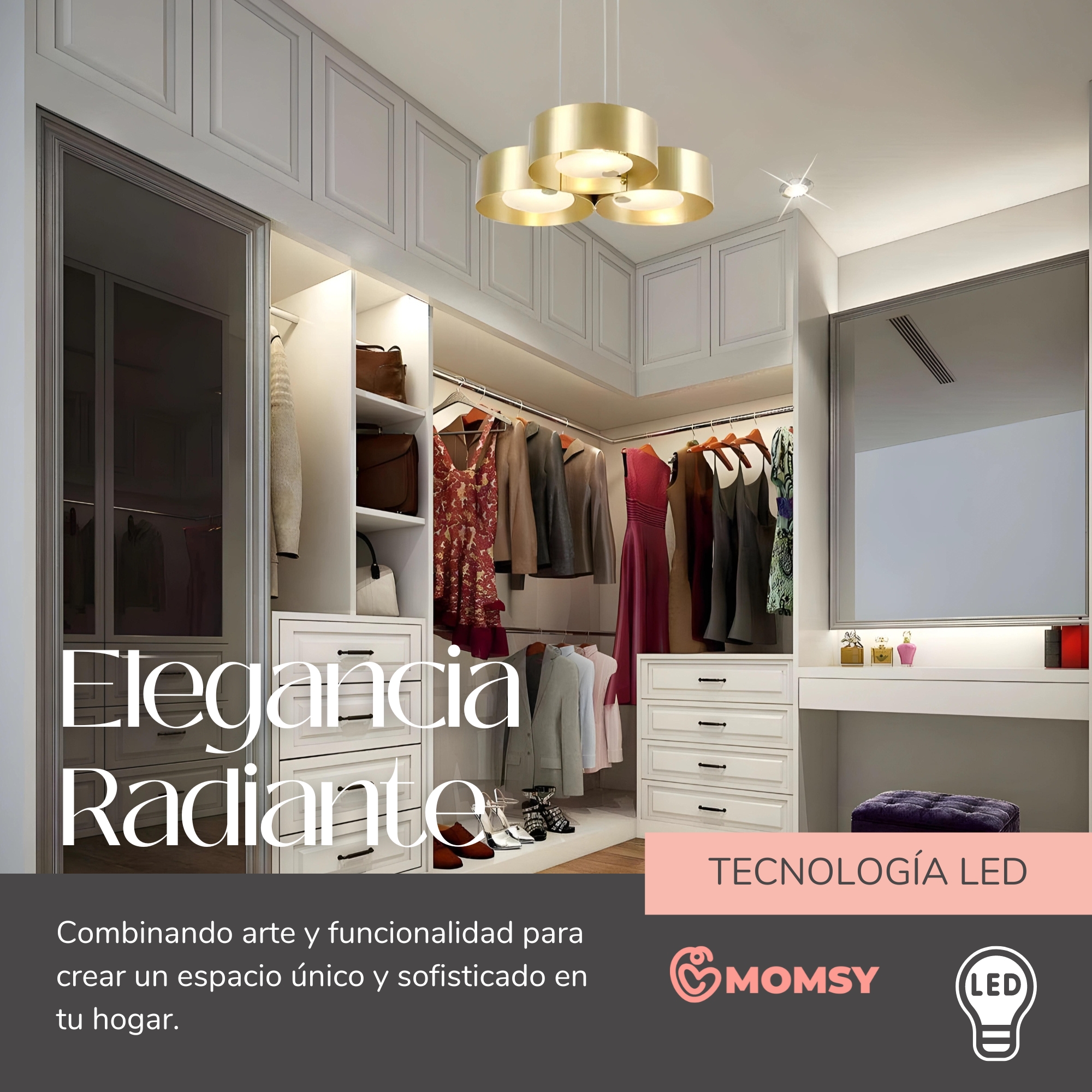 Foto 4 | Lampara de Techo Led 3 Anillos Dorados Premium Erp0548