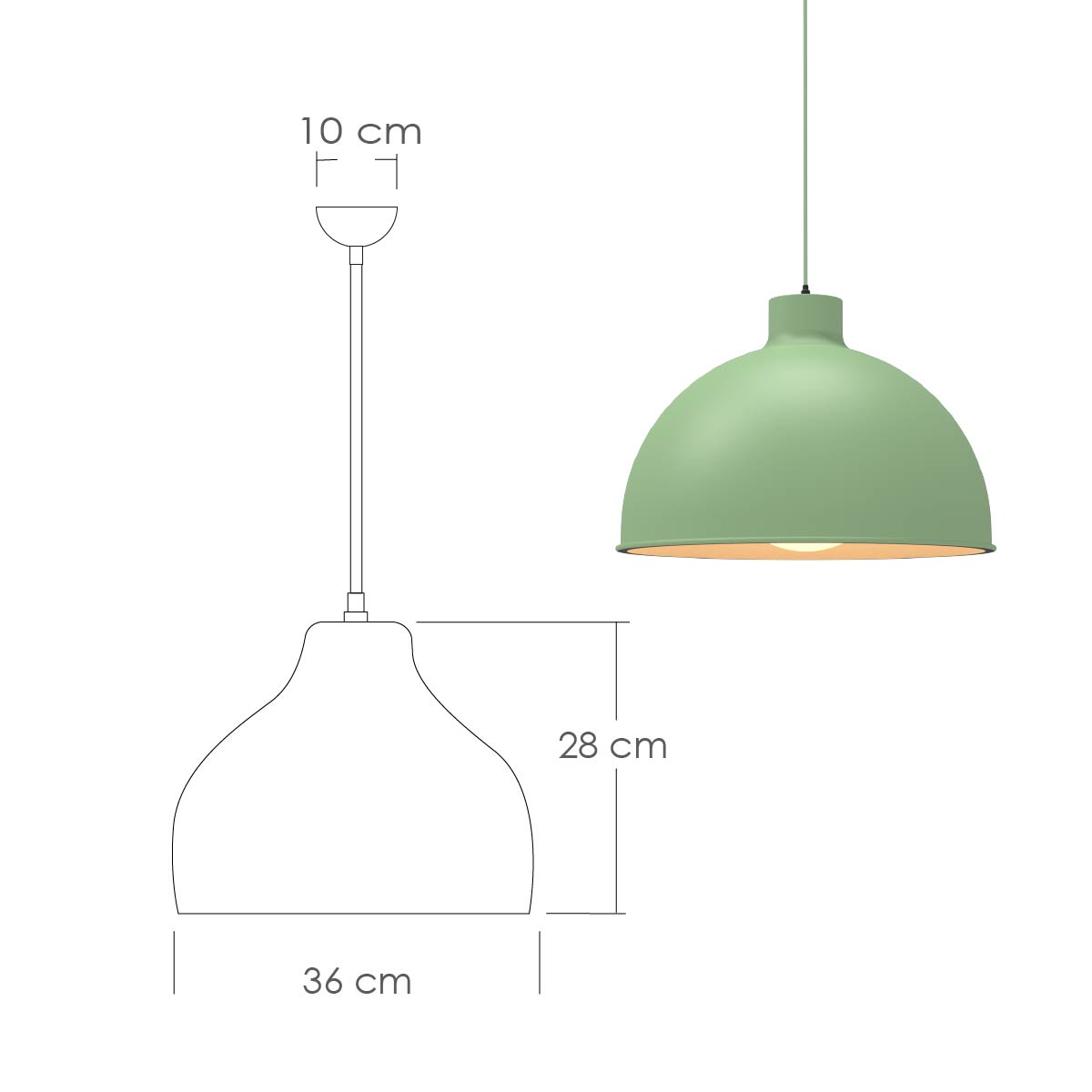 Foto 3 pulgar | Lámpara de Techo Colgante Ilios Innova Verde Decorativo Estilo Nórdico Retro Fabricada en Hierro