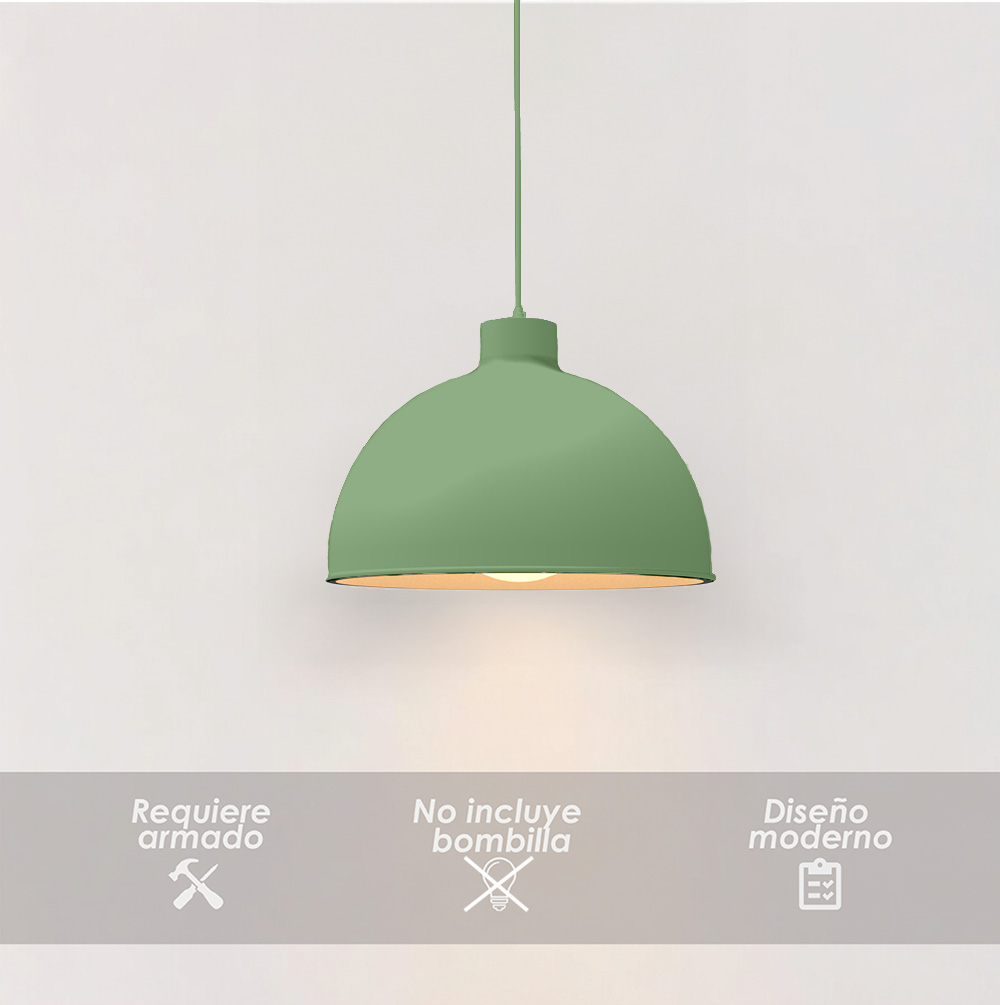 Foto 4 pulgar | Lámpara de Techo Colgante Ilios Innova Verde Decorativo Estilo Nórdico Retro Fabricada en Hierro