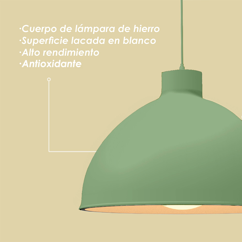 Foto 7 pulgar | Lámpara de Techo Colgante Ilios Innova Verde Decorativo Estilo Nórdico Retro Fabricada en Hierro