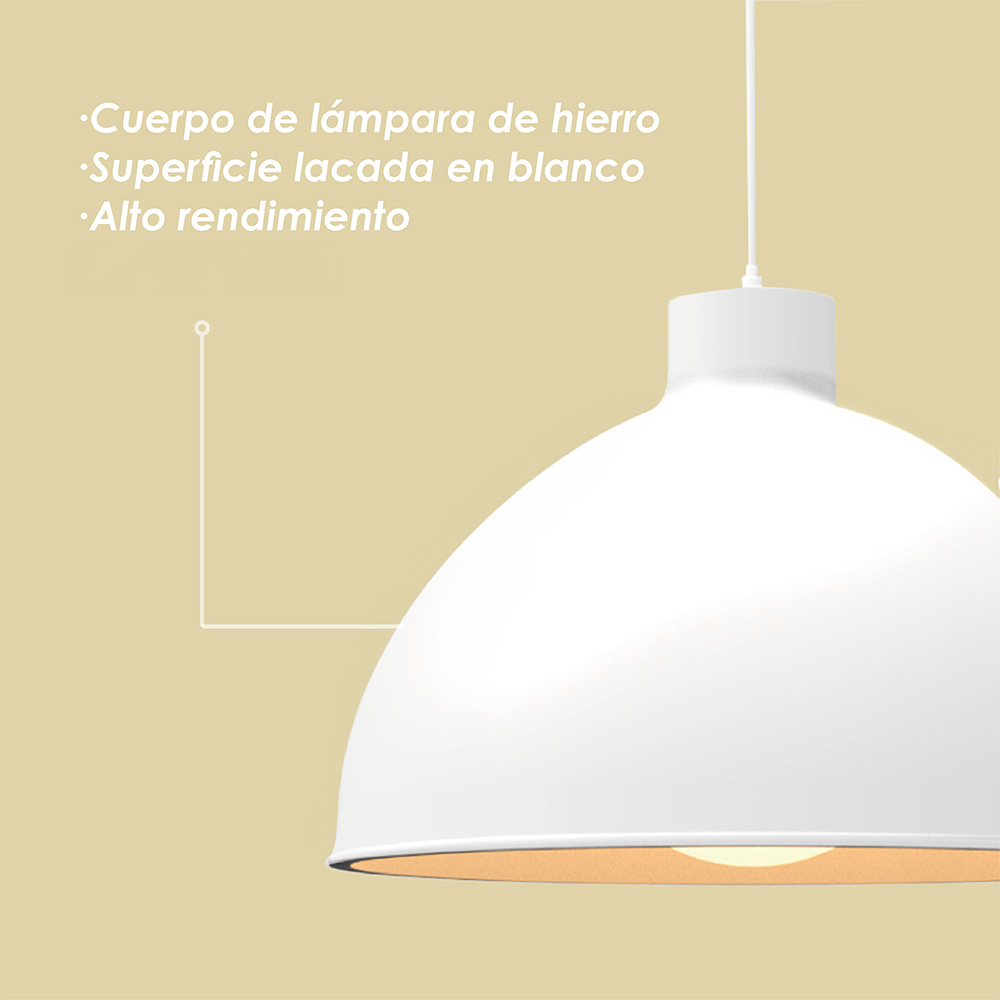 Foto 7 pulgar | Lámpara de Techo Colgante Ilios Innova Blanca Decorativo Estilo Nórdico Retro Fabricada en Hierro