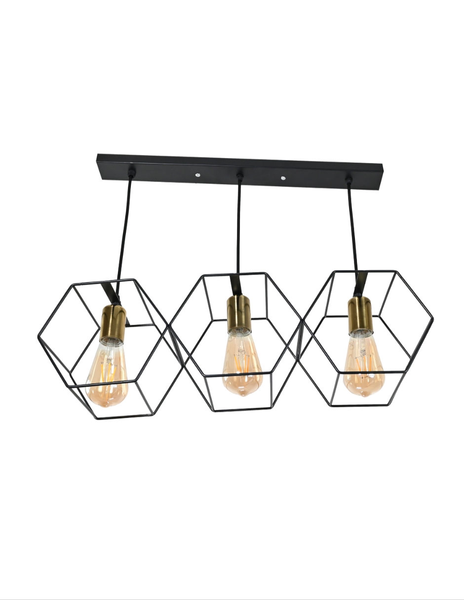 Foto 1 | Lampara Colgante Decorativo Moderno 3 Cabezas Metal