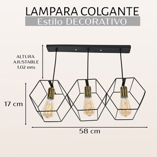 Foto 3 | Lampara Colgante Decorativo Moderno 3 Cabezas Metal