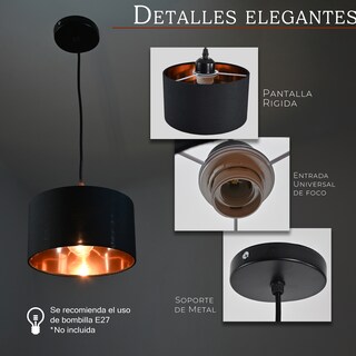 Foto 3 | Lámpara Colgante Iluminación Luz Vic Deydin Negra