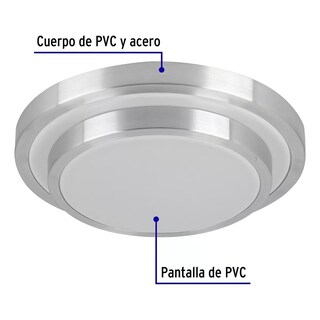 Foto 2 | Luminario Plafón Metálico De Led 18w 1100lm Eo Safe Imports Esi-17856 Plata