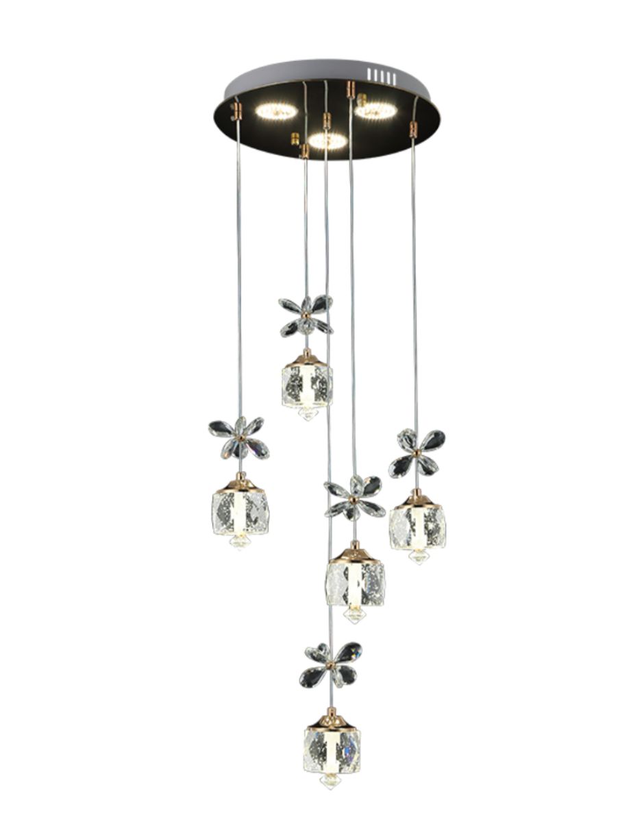 Foto 1 | Lámpara Colgante Iluminación Luz Vic 5 Luces de Cristal