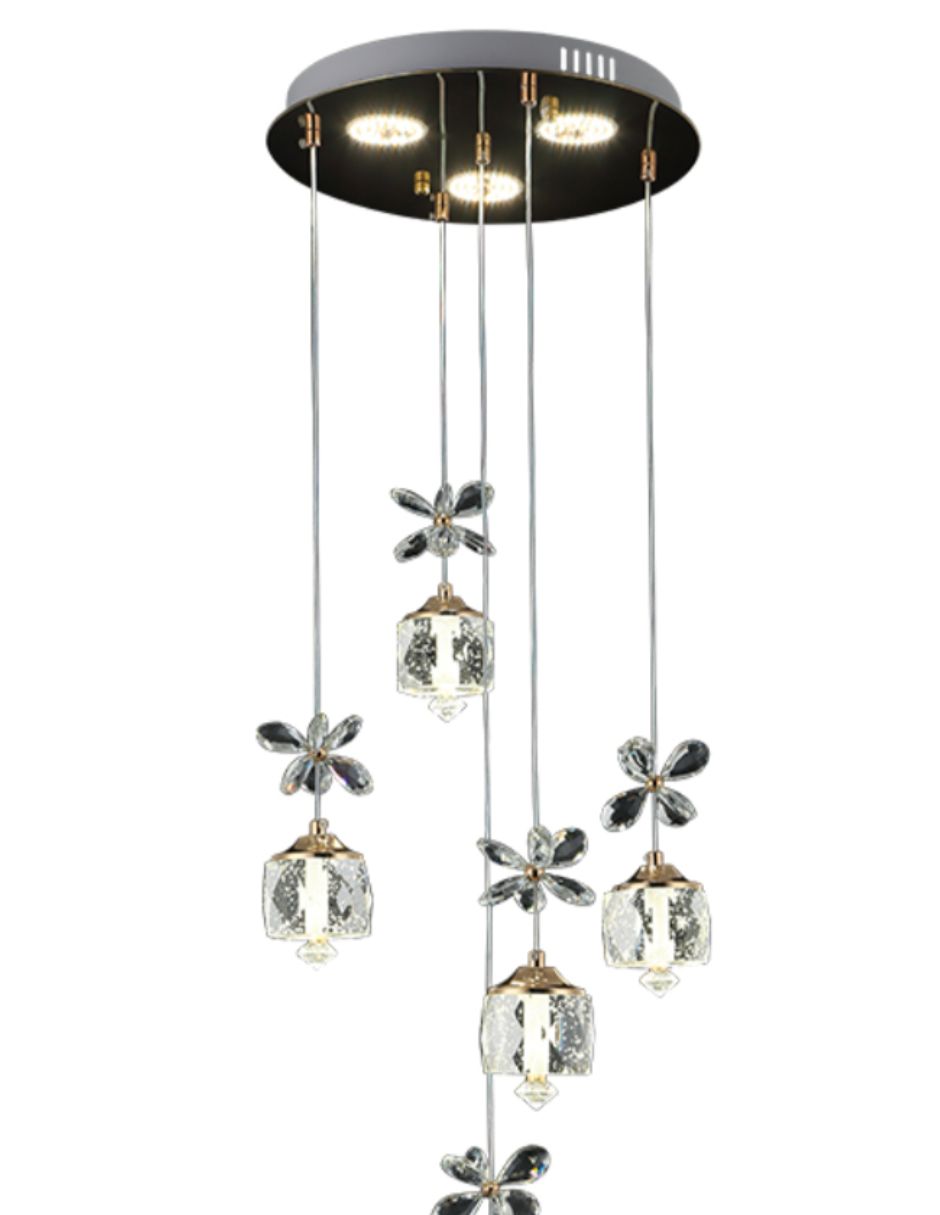 Foto 2 | Lámpara Colgante Iluminación Luz Vic 5 Luces de Cristal