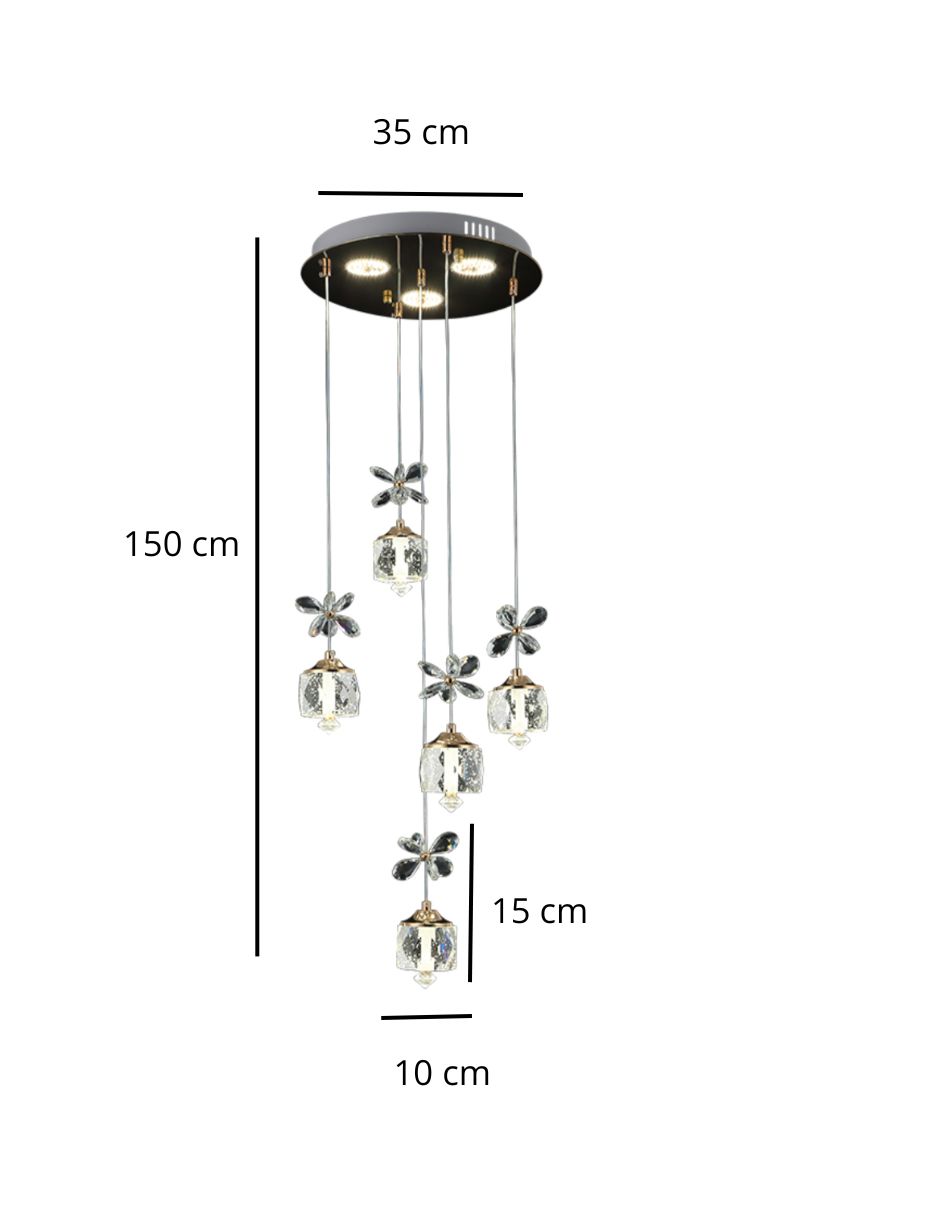 Foto 4 pulgar | Lámpara Colgante Iluminación Luz Vic 5 Luces de Cristal