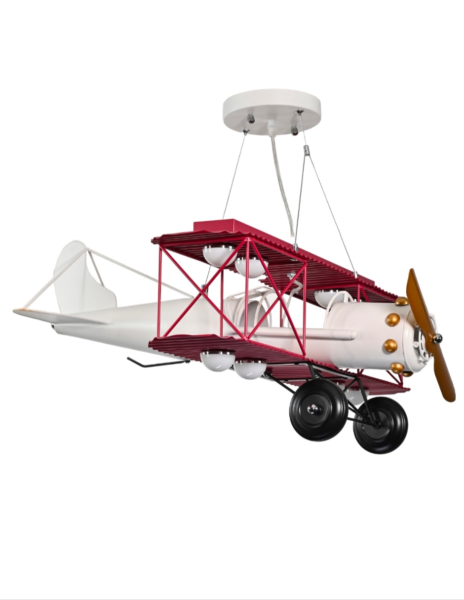 Lámpara Infantil Iluminación Luz Vic Avioneta Rosa