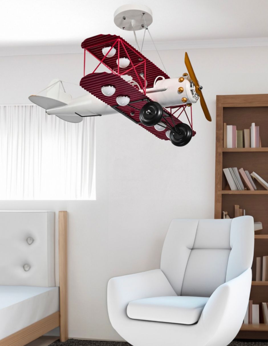 Foto 2 | Lámpara Infantil Iluminación Luz Vic Avioneta Rosa