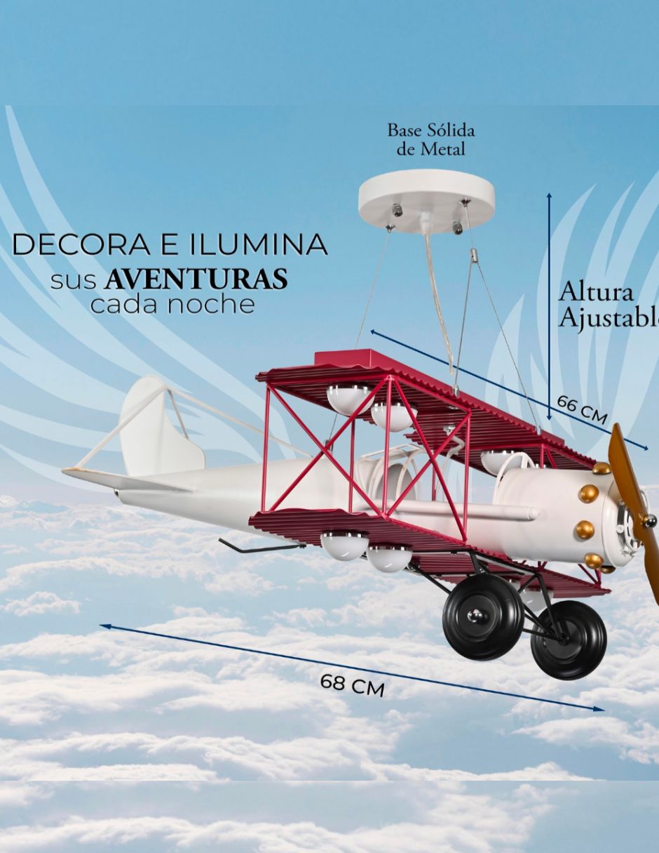 Foto 3 | Lámpara Infantil Iluminación Luz Vic Avioneta Rosa