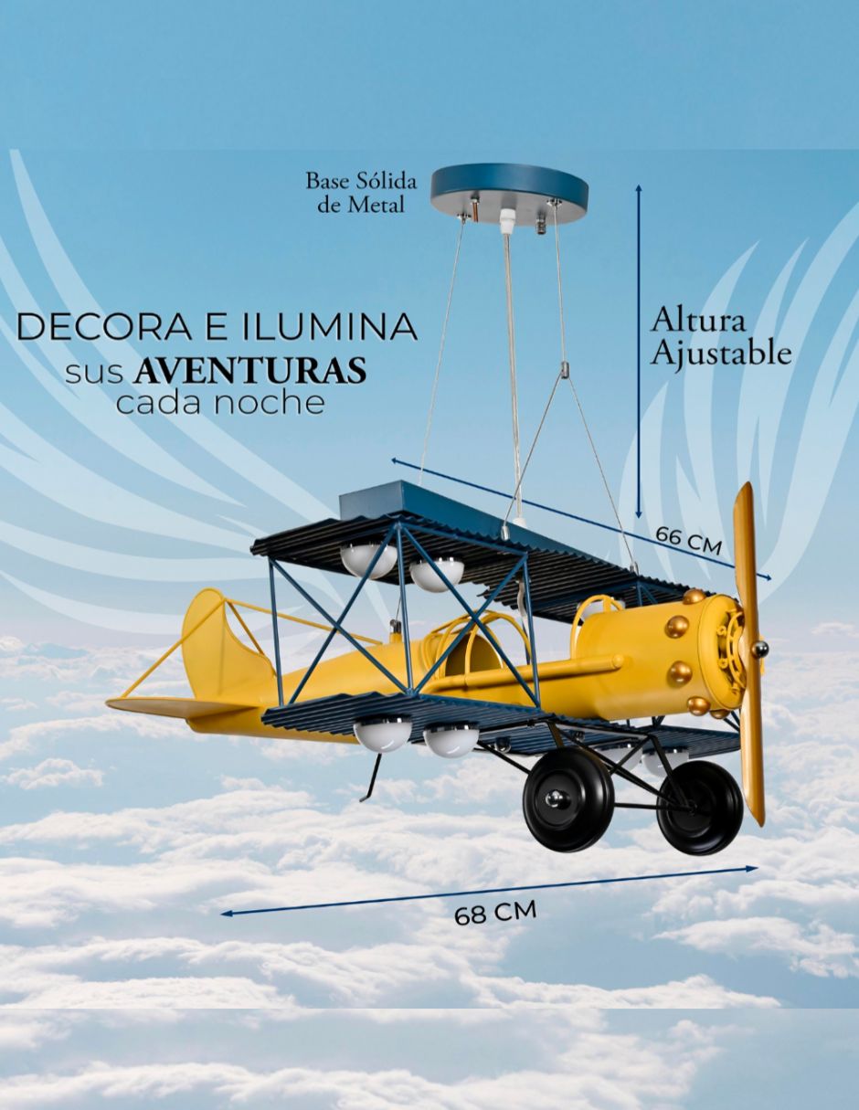 Foto 4 pulgar | Lámpara Infantil Iluminación Luz Vic Avioneta Amarilla