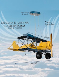 Foto 3 | Lámpara Infantil Iluminación Luz Vic Avioneta Amarilla