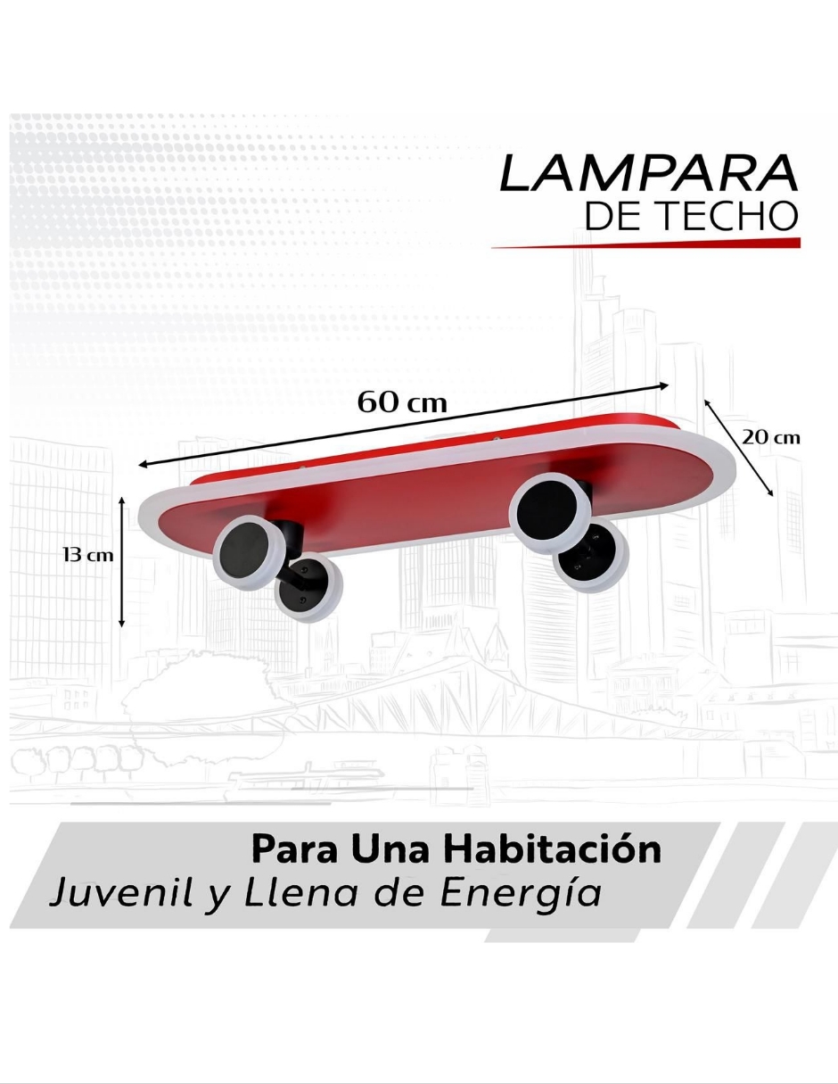 Foto 4 pulgar | Lampara Infantil Patineta Rojo