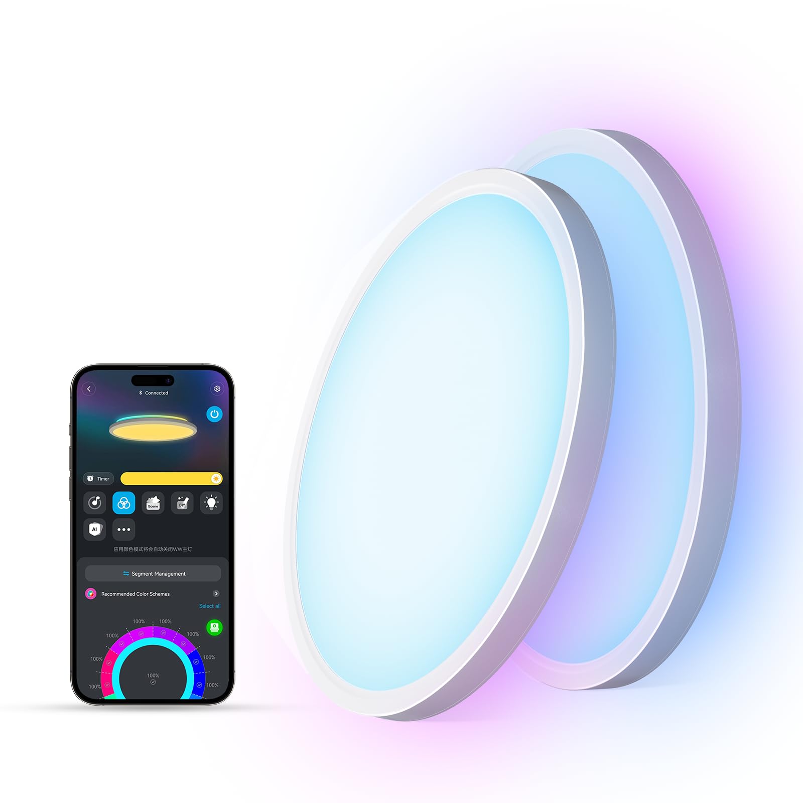 Foto 1 | Lámpara De Techo Govee Smart Rgbic Led 2400 Lm, 12 Pulgadas, Paquete De 2 - Venta Internacional.