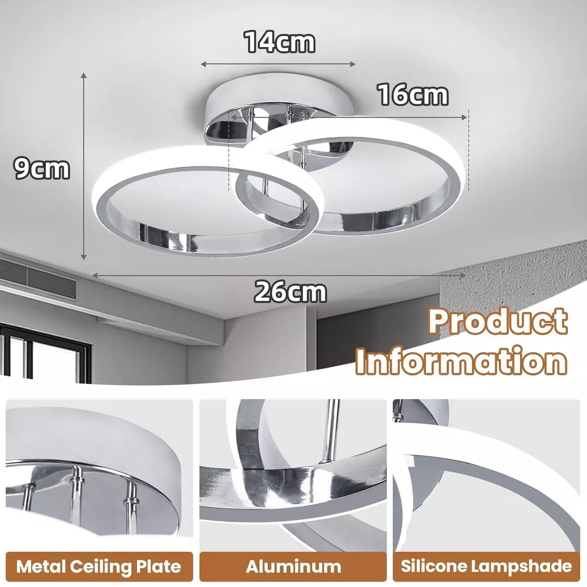 Foto 3 pulgar | Lámpara De Techo Decorativa Moderna Eo Safe Imports Esi-18441 Blanco
