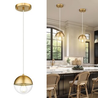 Foto 1 | Lámpara Colgante Lms Modern De 15 Cm En Oro Cepillado Con Cristal Transparente - Venta Internacional.