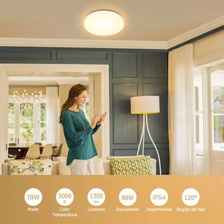 Foto 4 | Lampara De Techo Sobreponer Led 18w Luminaria Plafon Blanca