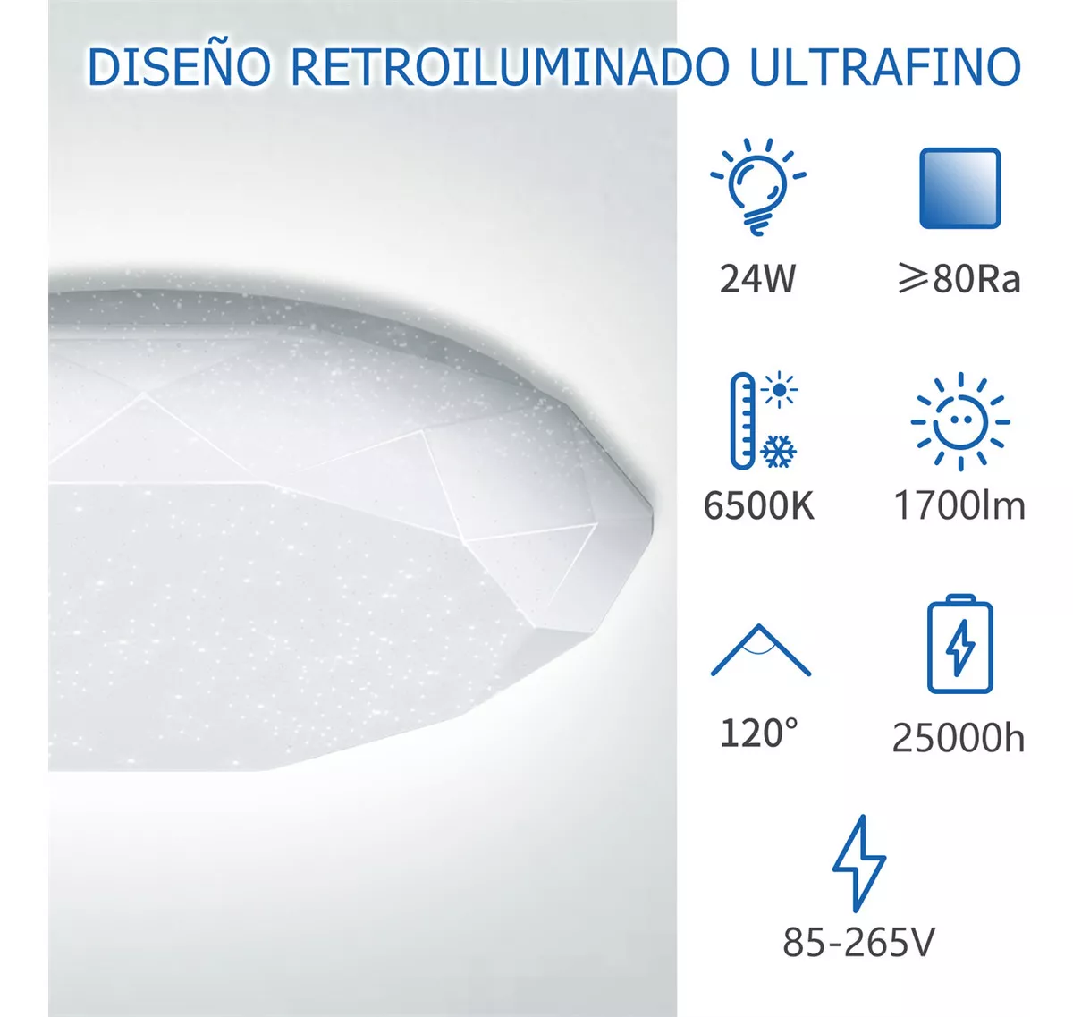 Foto 4 pulgar | Lampara De Techo Sobreponer Led 24w Luminaria Plafon Blanca Estructura Blanco