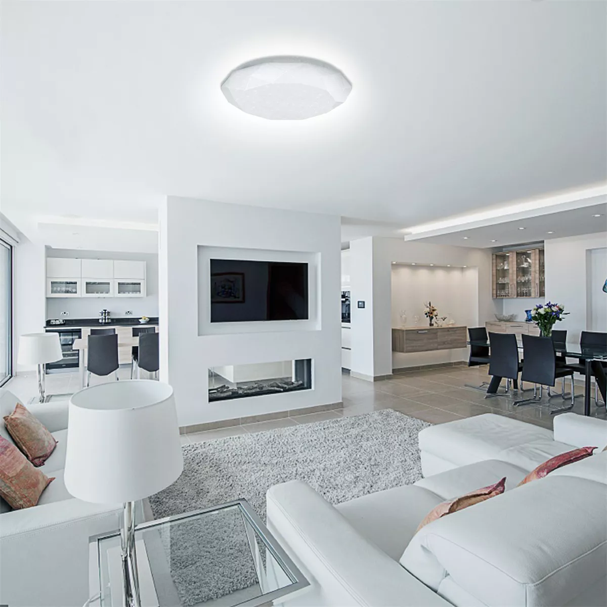 Foto 8 pulgar | Lampara De Techo Sobreponer Led 24w Luminaria Plafon Blanca Estructura Blanco