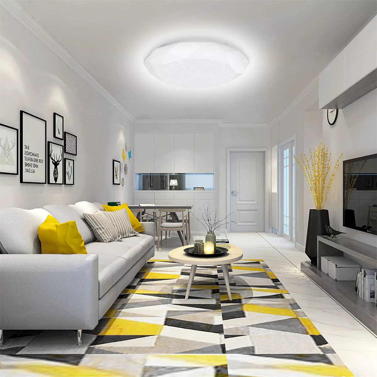 Foto 8 | Lampara De Techo Sobreponer Led 24w Luminaria Plafon Blanca Estructura Blanco