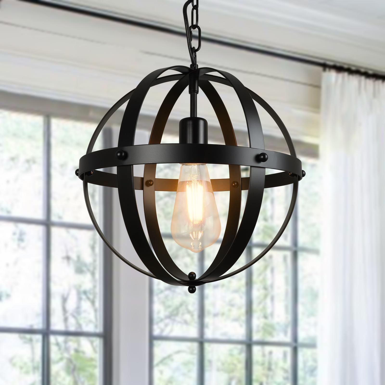 Foto 2 pulgar | Lámpara Colgante Dinglilighting Vintage Globe Black - Venta Internacional.