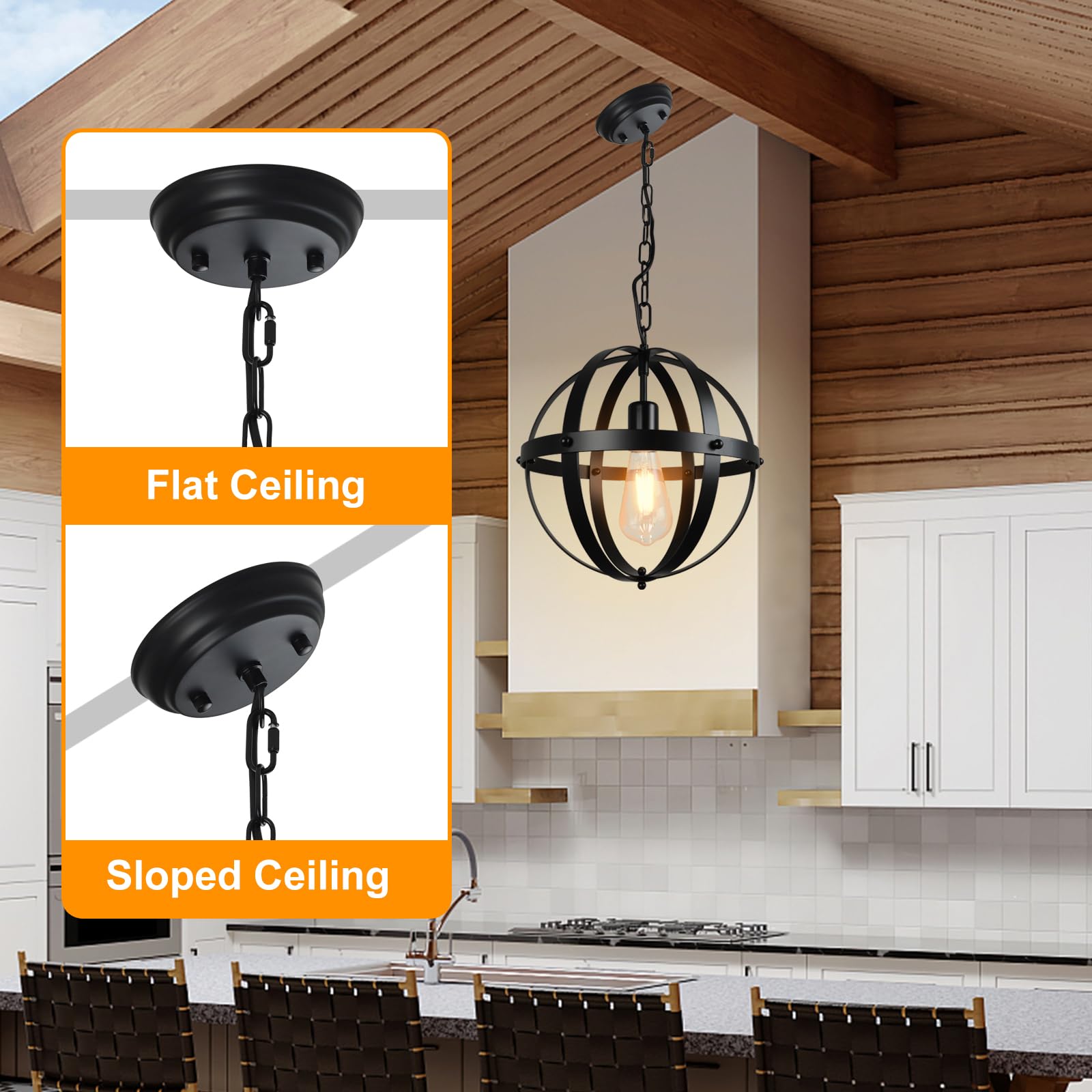 Foto 6 | Lámpara Colgante Dinglilighting Vintage Globe Black - Venta Internacional.