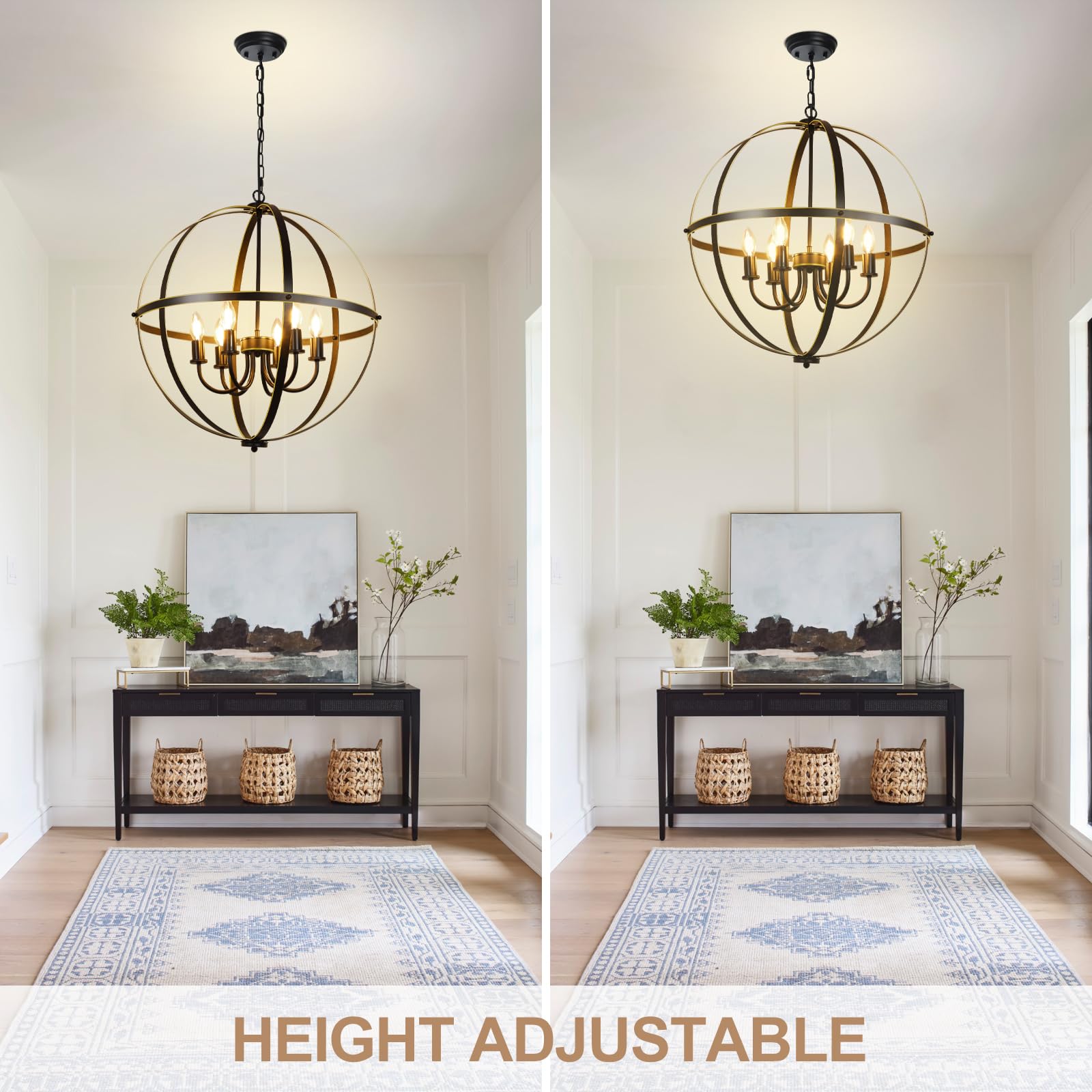 Foto 6 pulgar | Lámpara Colgante Chandelier Dllt Con Forma De Orbe, 6 Luces, Color Negro Y Dorado, 60 W - Venta Internacional.