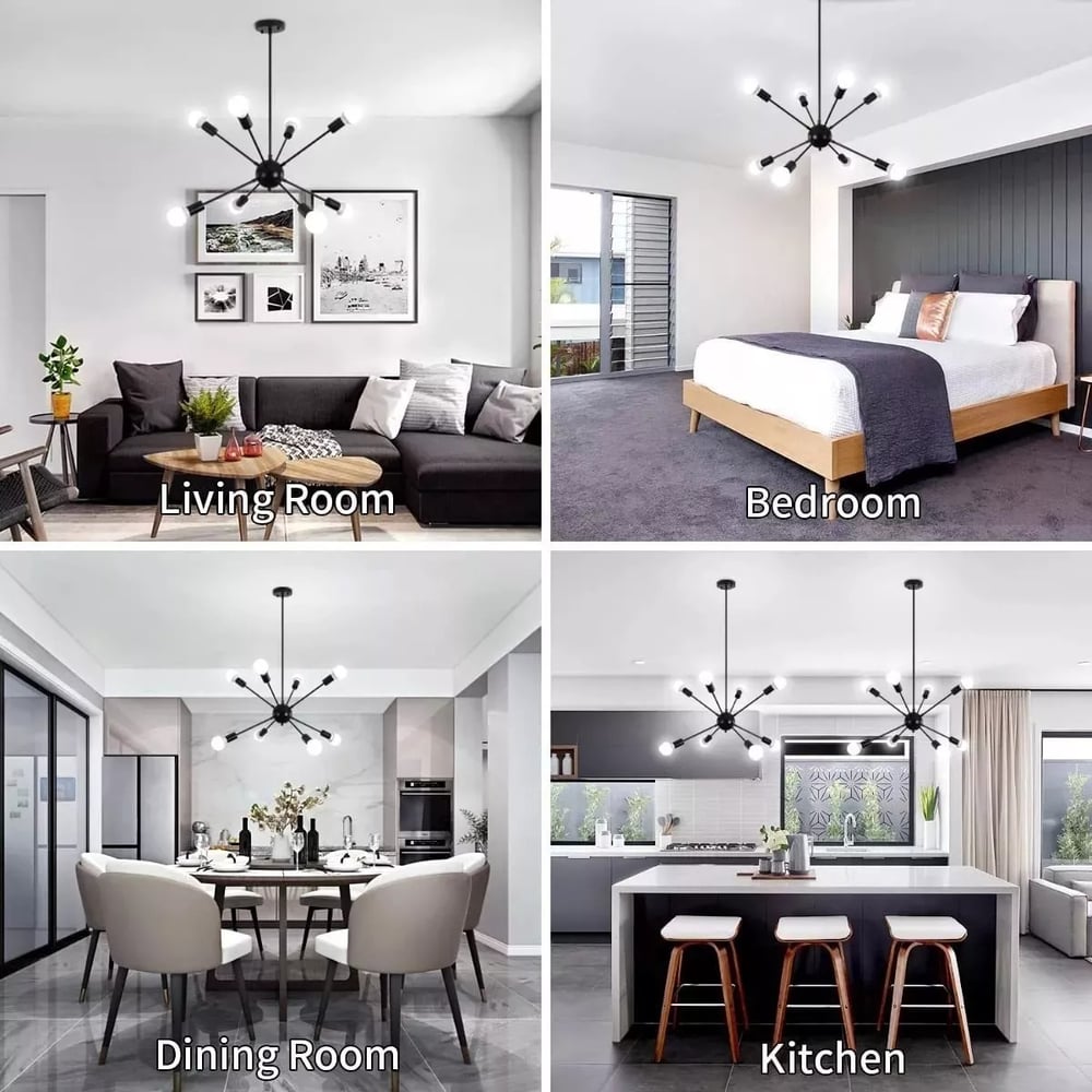 Foto 2 | Lámpara De Techo Moderna De 8 Luces E27 Para Colgantes De Dormitorio - Venta Internacional.