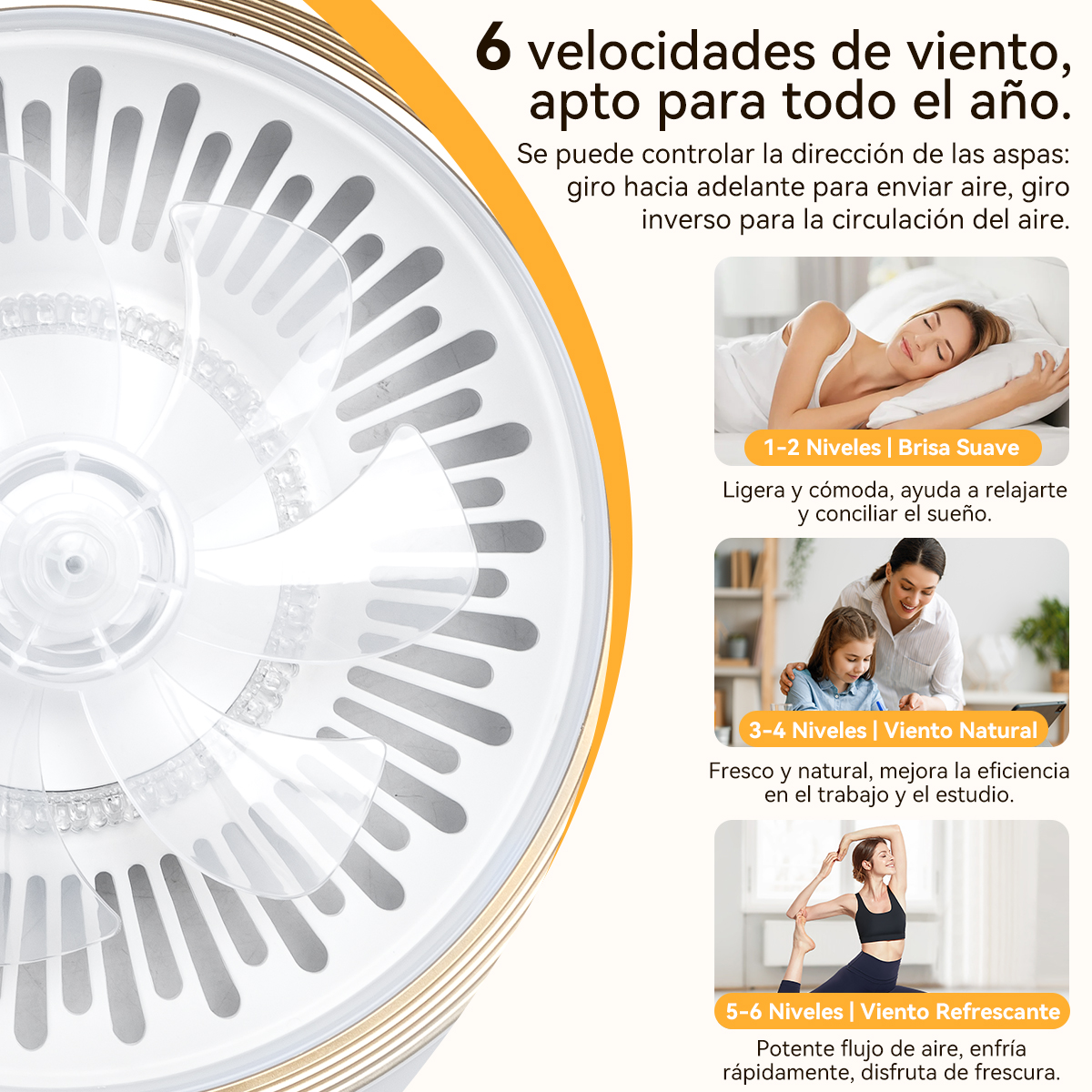 Foto 3 pulgar | Ventilador De Techo Con Control Remoto Lámpara Led 19.7''40w