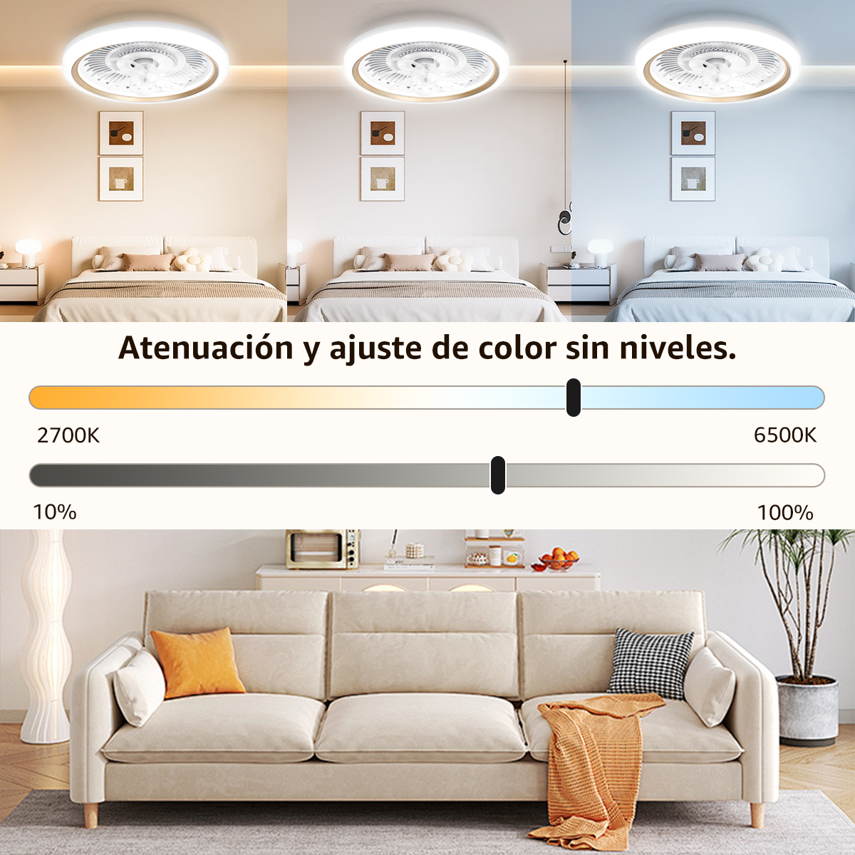 Foto 5 pulgar | Ventilador De Techo Con Control Remoto Lámpara Led 19.7''40w