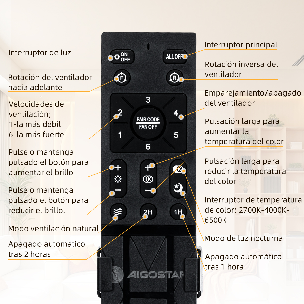Foto 7 pulgar | Ventilador De Techo Con Control Remoto Lámpara Led 19.7''40w