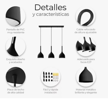 Foto 4 | Lámpara Xtellar Colgante Moderna Candelabro 3 Cabezas Altura Ajustable