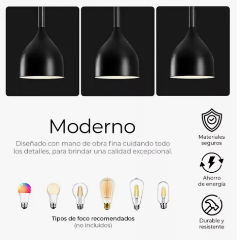 Foto 6 pulgar | Lámpara Xtellar Colgante Moderna Candelabro 3 Cabezas Altura Ajustable