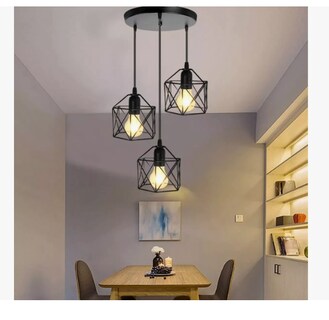 Foto 5 | Lámpara Xtellar Colgante E26 Ajustable Con 3 Jaula Vintage Negro