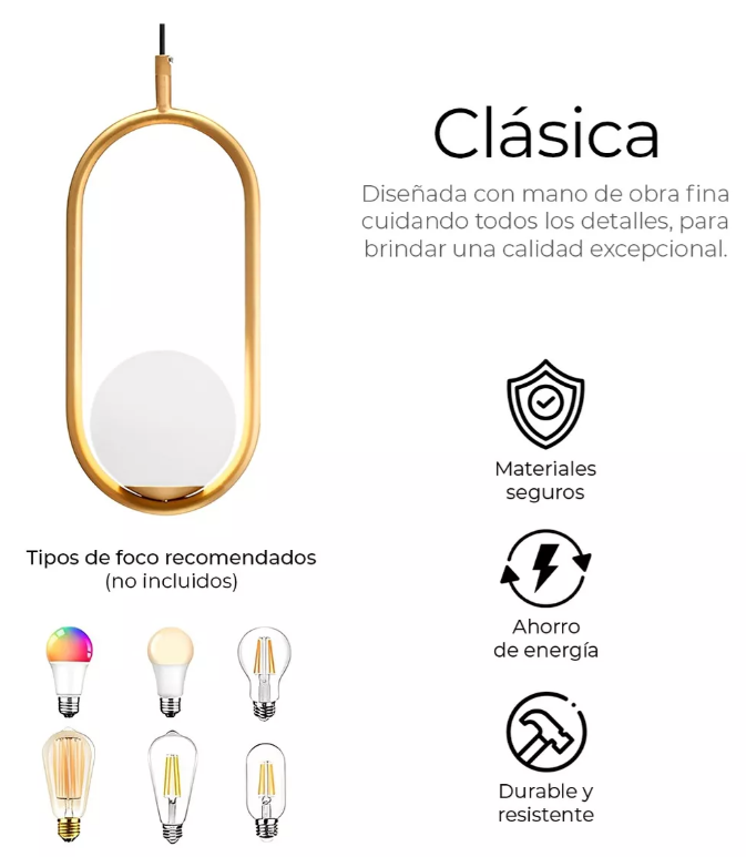 Foto 4 | Lámpara De Techo Xtellar Moderna Candelabro De Globo Chip Dorado
