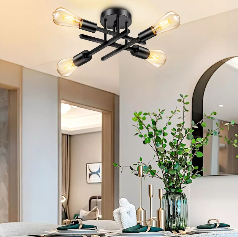 Foto 2 | Moderna Lámpara Xtellar De Techo Negro Spider 4 Luces