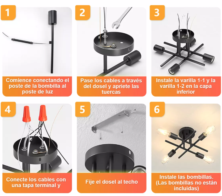 Foto 4 | Moderna Lámpara Xtellar De Techo Negro Spider 4 Luces