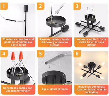 Foto 4 | Moderna Lámpara Xtellar De Techo Negro Spider 4 Luces