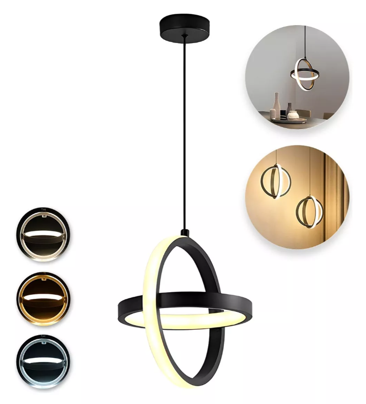 Foto 2 | Lámpara Colgante Xtellar Candil Circular Nórdico Led Negro