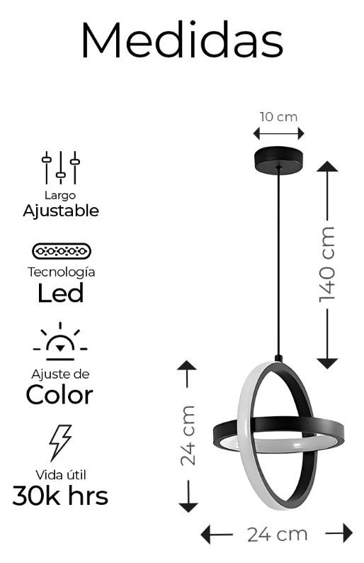Foto 3 | Lámpara Colgante Xtellar Candil Circular Nórdico Led Negro