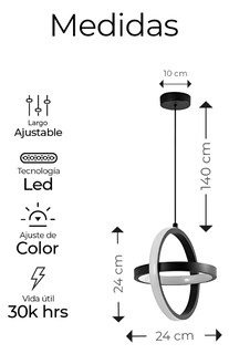 Foto 3 | Lámpara Colgante Xtellar Candil Circular Nórdico Led Negro