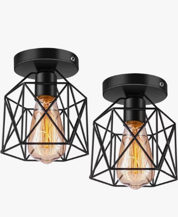 2 Lámparas Xtellar Colgantes Retro Industrial Jaula (sin Bombillas) Color Negro