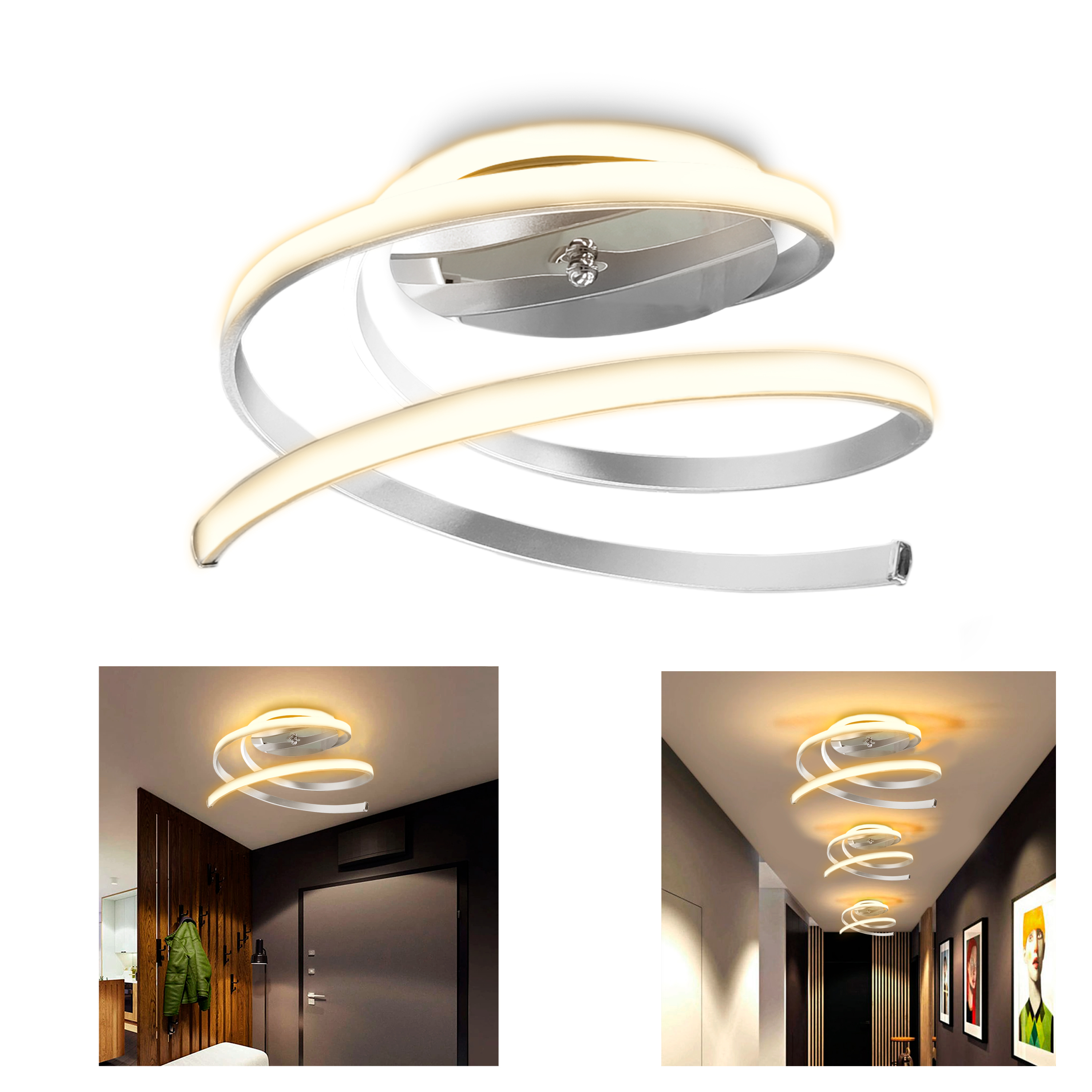 Foto 6 pulgar | Lampara Techo Luz Calida Ba-120 20w Decorativa 1300 Lm Color Gris