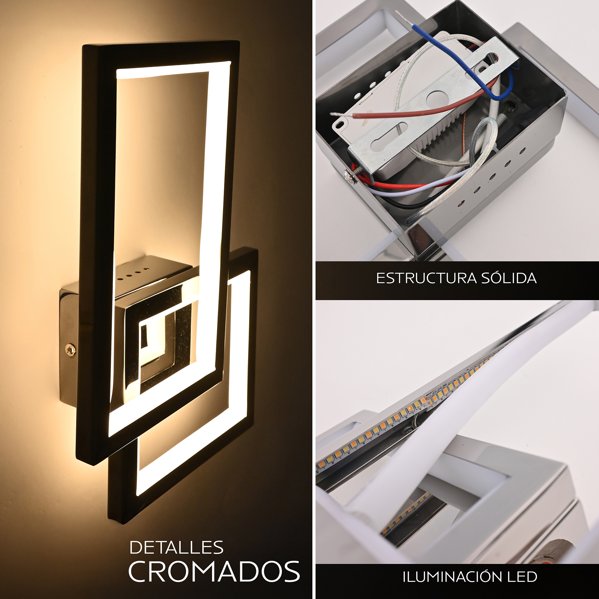 Foto 3 | Arbotante 2 Cudrados Leo Cromado