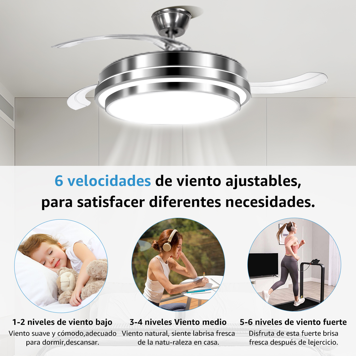 Foto 5 | Ventilador De Techo Con Control Remoto Lámpara Led 42''