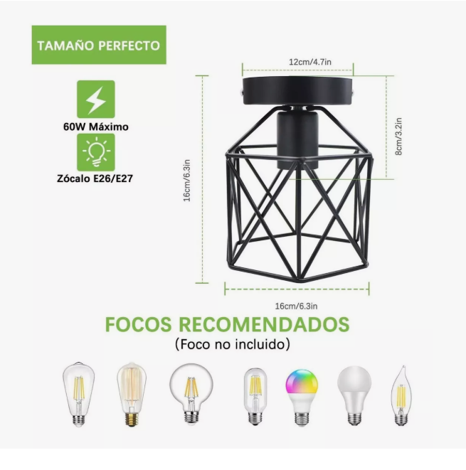 Foto 4 | 2 Lámparas Colgantes Xtellar Retro Industrial Jaula (sin Bombillas)