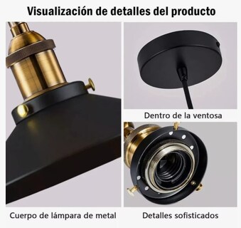 Foto 3 | Lámparas Xtellar De Techo Industrial Base E26 E27 Colgantes 3piezas