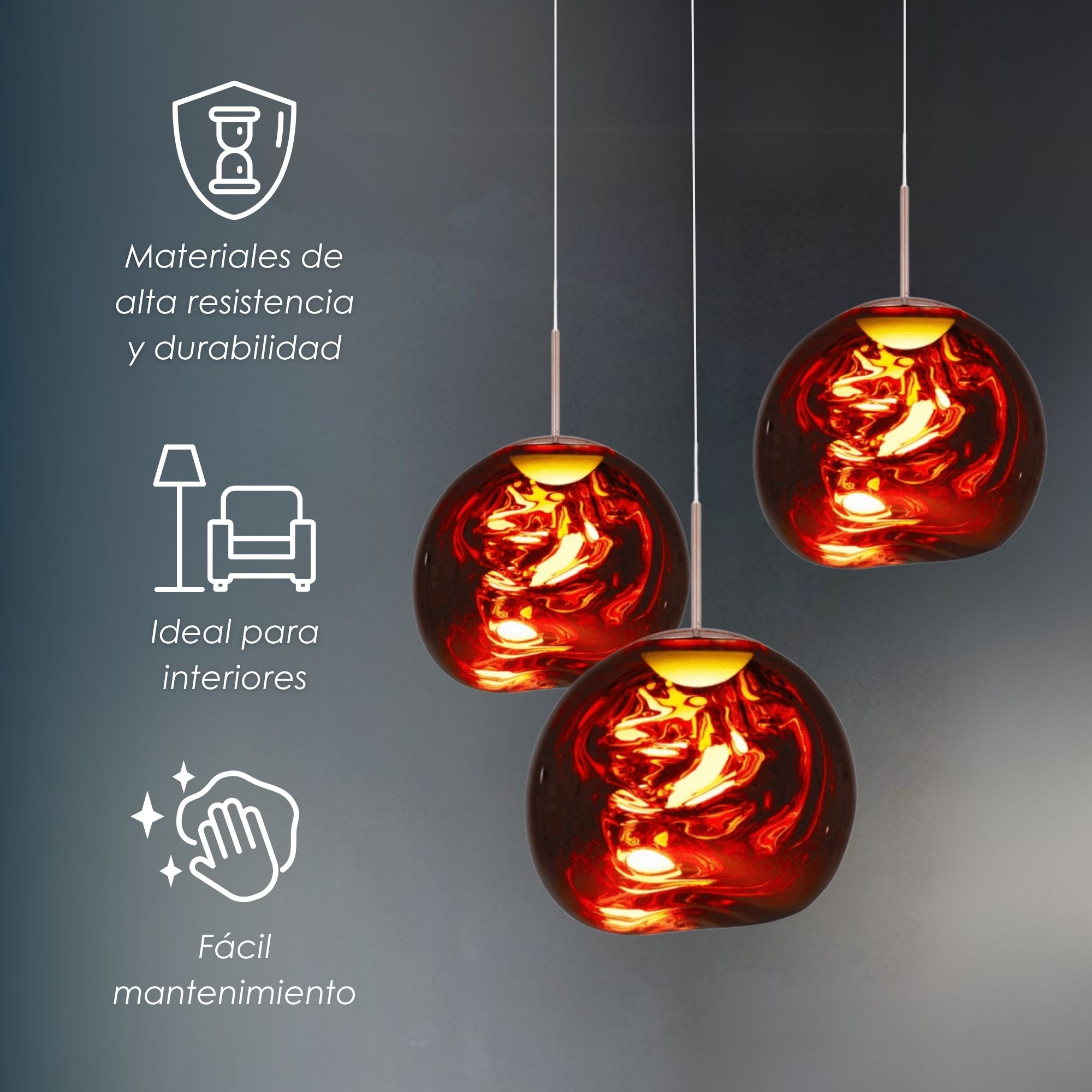 Foto 3 | Ilios Innova | Lámpara Colgante Acrílica Moderna 20cm Color Oro Rosa Diseño Contemporáneo