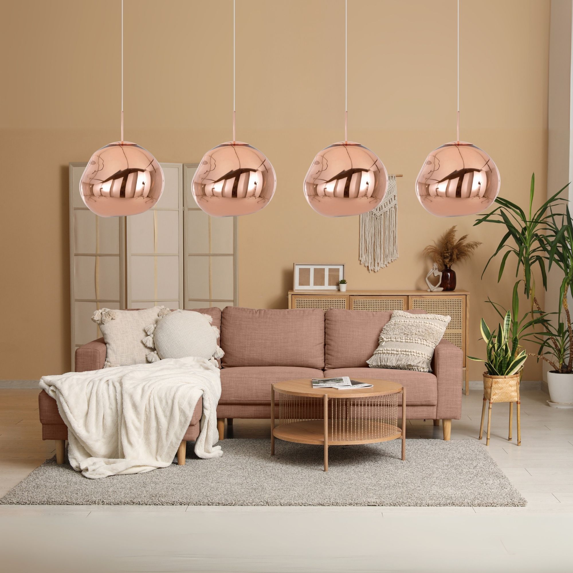 Foto 5 pulgar | Ilios Innova | Lámpara Colgante Acrílica Moderna 20cm Color Oro Rosa Diseño Contemporáneo